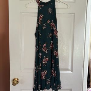 Cherry Blossom High Neck Skater Skirt Keyhole Back Dress